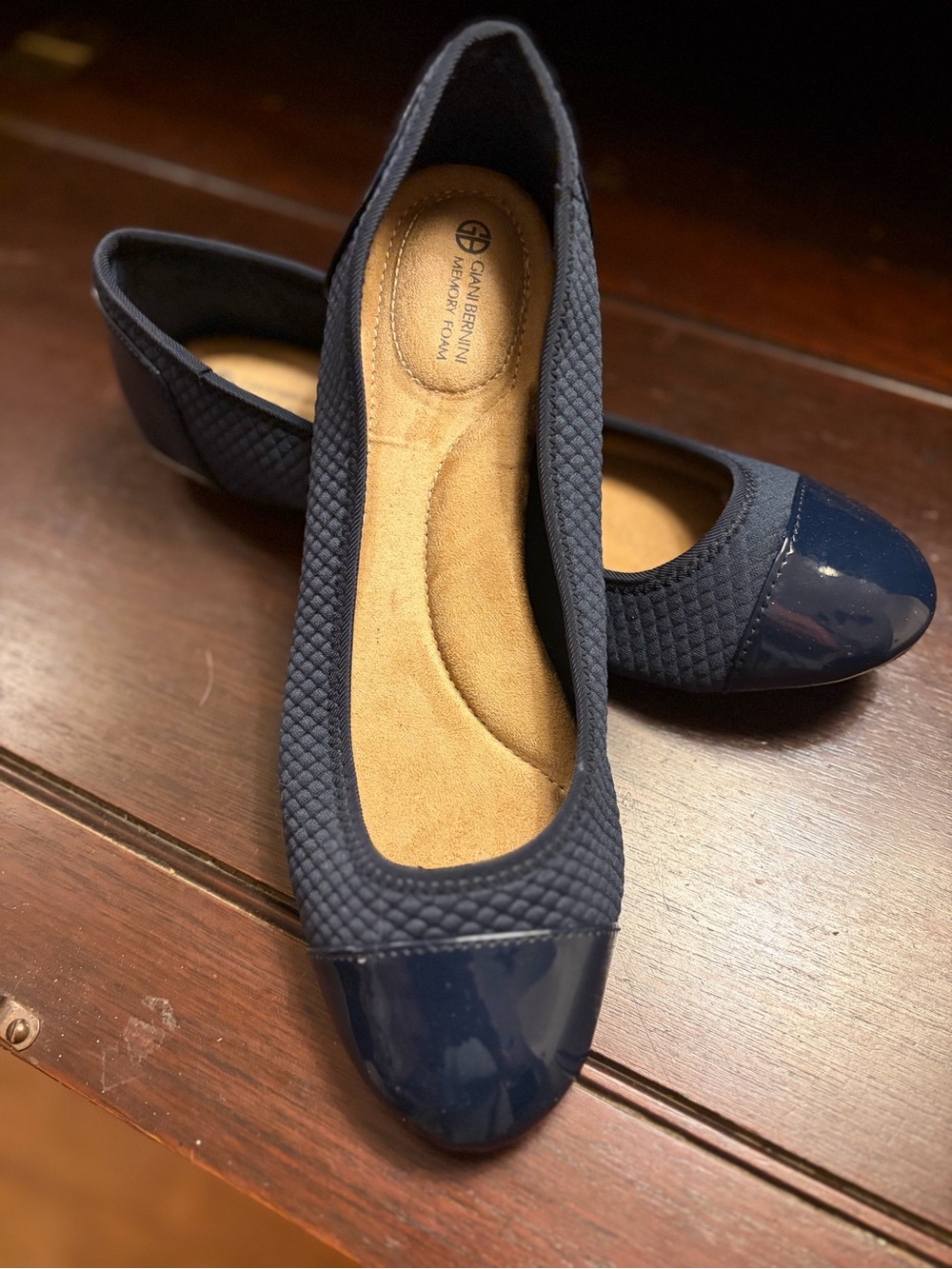 Giani Bernini Taylee Navy Quilted Textile Ballet Flats with Patent Cap Toe 7